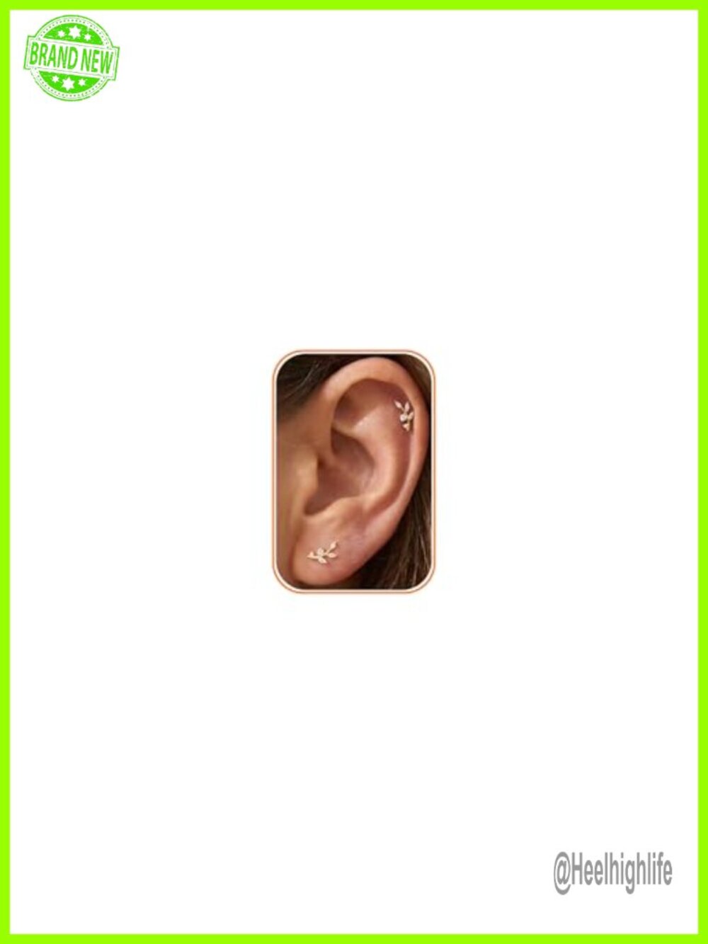 Flat Back Stud Earrings 14k Gold Plated Cubic Zirconia Helix Cartilage